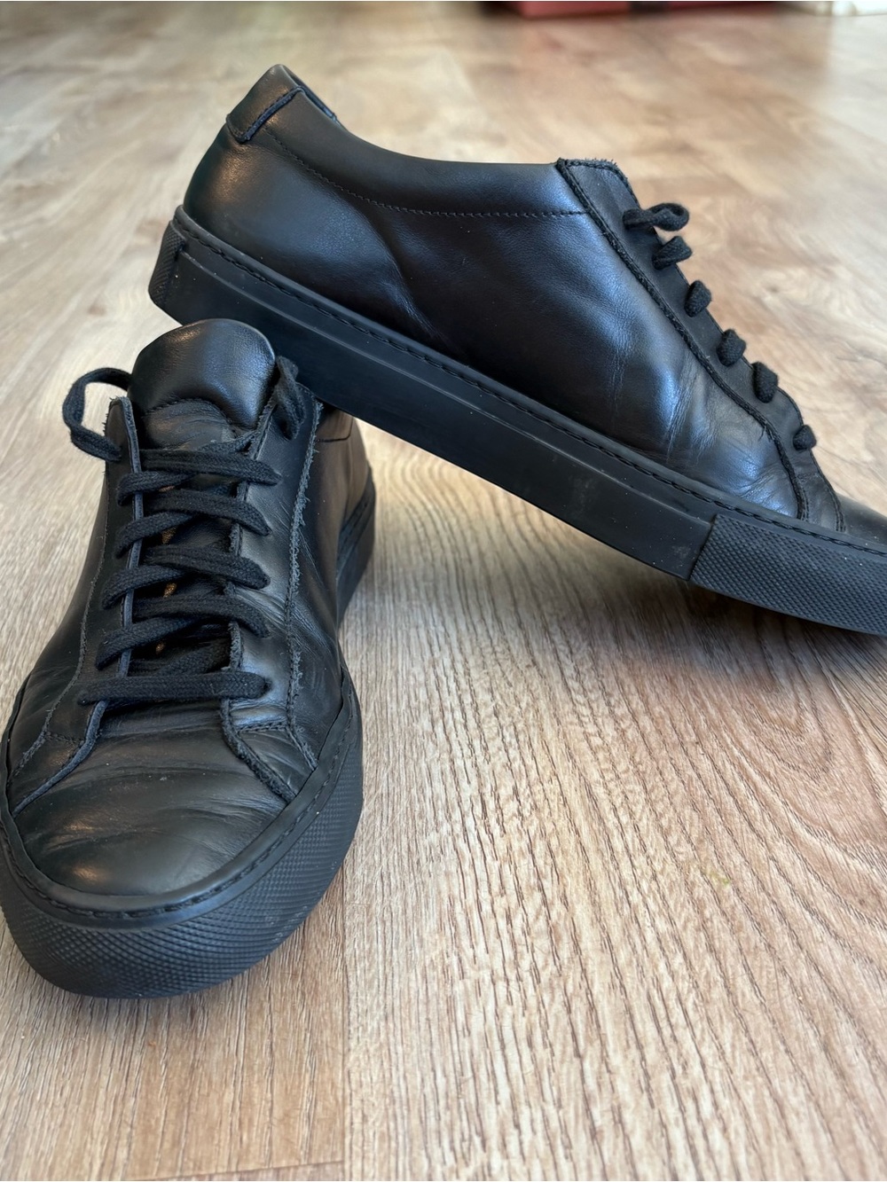 Woman by Common Projects Original Achilles Black Leather Low-Top Sneakers